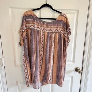 Kori America Boho Tribal Print Tunic Top Women’s XL Oversized Boutique